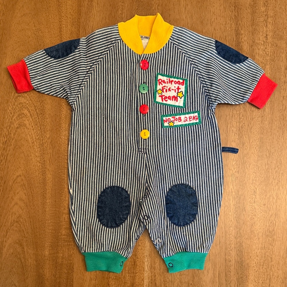 SOLD! Vintage Infant Railroad Jumpsuit